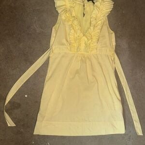 Yellow Ruffled Sleeveless Dress